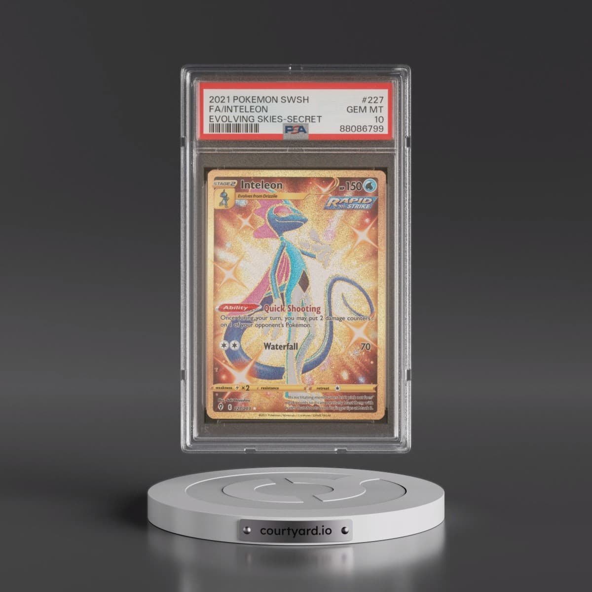 2021 Pokémon Sword & Shield Evolving Skies #227 Inteleon - Full Art Secret (PSA 10 GEM MINT)