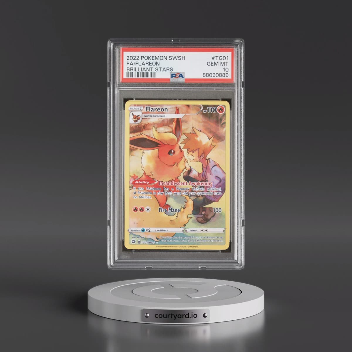 2022 Pokémon Sword & Shield Brilliant Stars #TG01 Flareon - Full Art (PSA 10 GEM MINT)