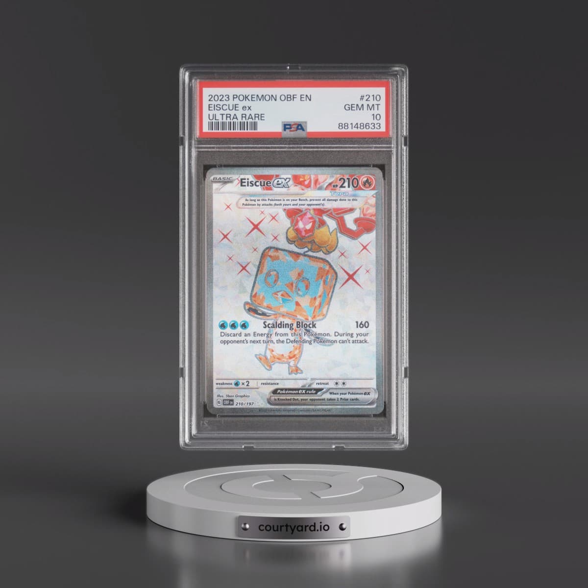 2023 Pokémon Obf EN-Obsidian Flames #210 Eiscue EX - Holo Ultra Rare (PSA 10 GEM MINT)