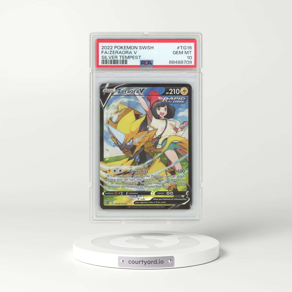 2022 Silver Tempest #TG16 Zeraora V - Full Art Holo (PSA 10 GEM MINT)