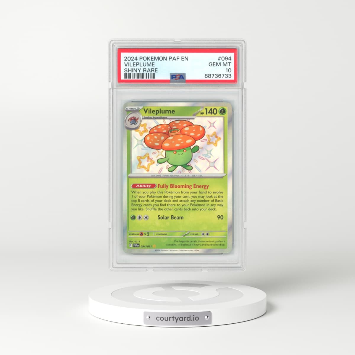 2024 Paldean Fates #94 Vileplume - Full Art Holo (PSA 10 GEM MINT)