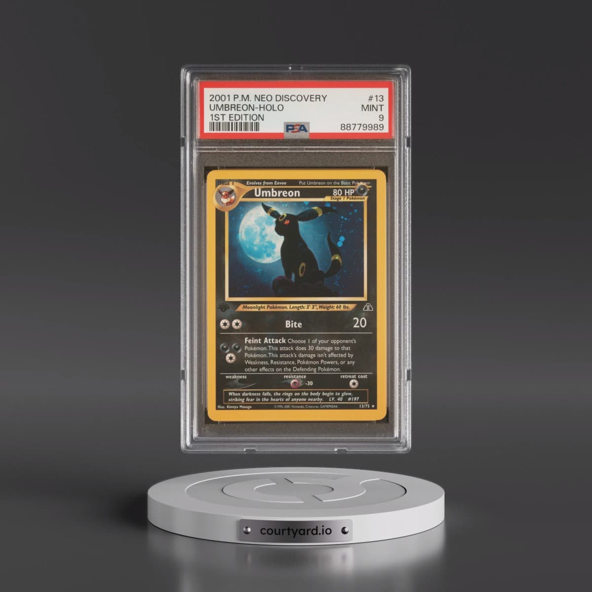 2001 Pokémon Neo Discovery #13 Umbreon - 1st Edition Holo (PSA 9 MINT)