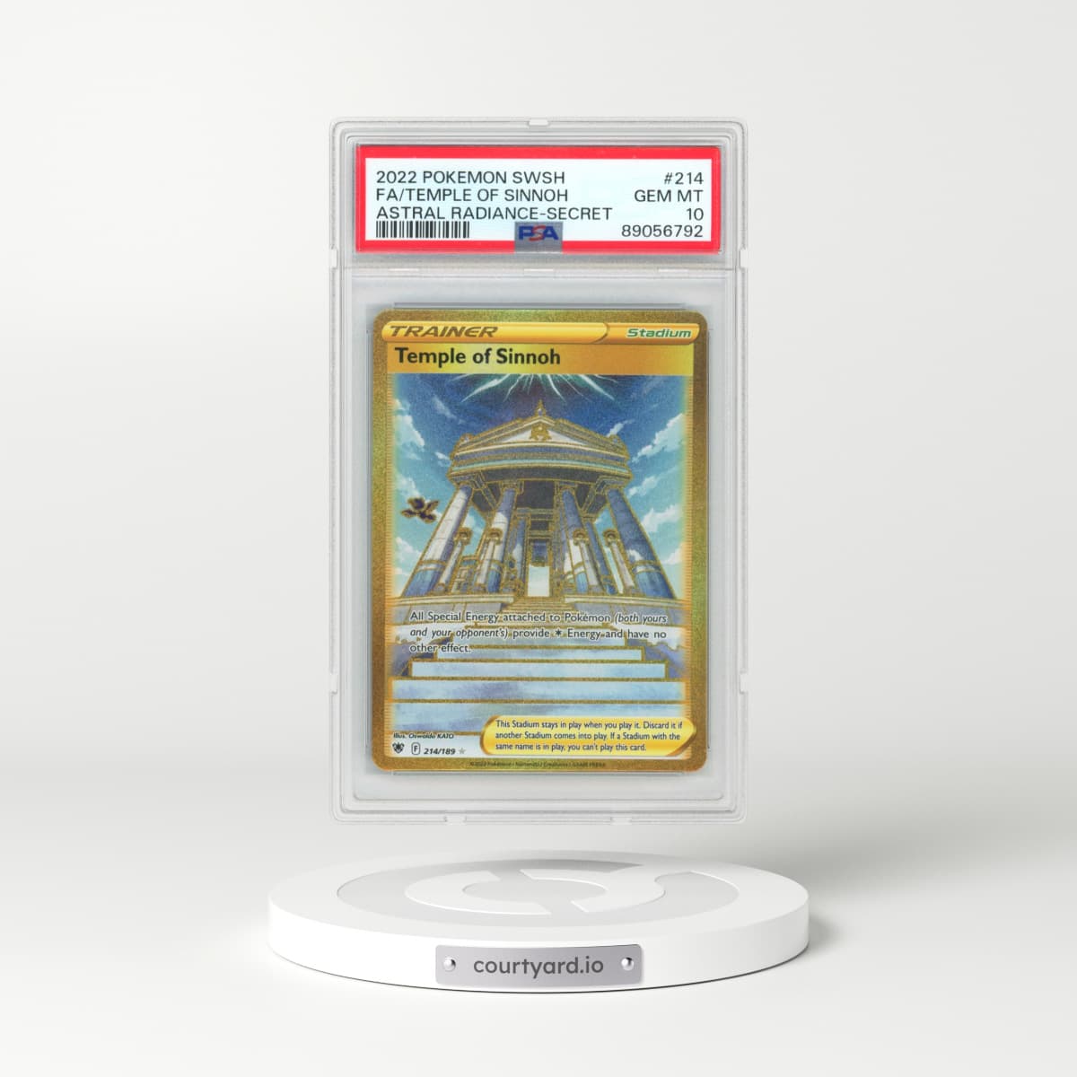 2022 Pokémon Sword & Shield Astral Radiance #214 Temple of Sinnoh - Full Art Secret (PSA 10 GEM MINT)