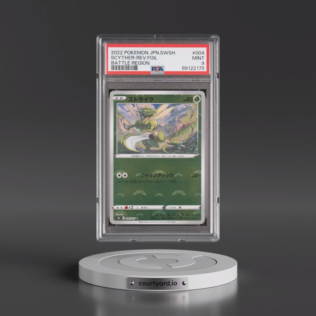 2022 Pokémon Sword & Shield Battle Region #004 Scyther - Reverse Foil (PSA 9 MINT)