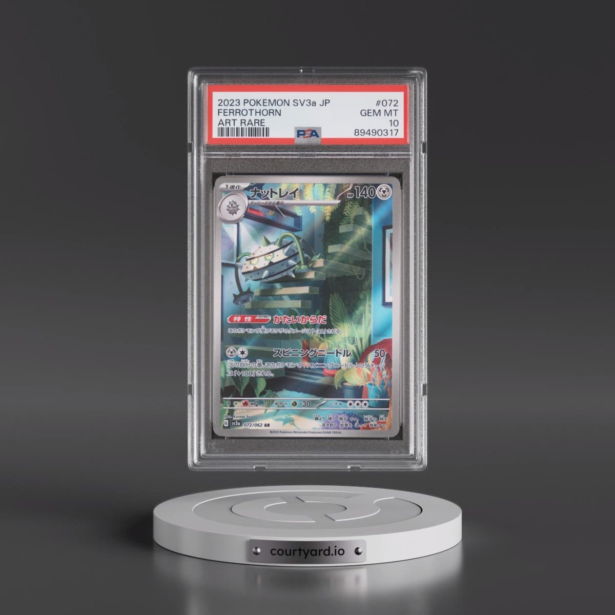 2023 Pokémon Sv3a-Raging Surf #072 Ferrothorn - Art Rare (PSA 10 GEM MINT)