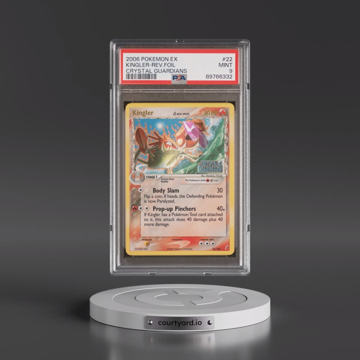 2006 Pokémon EX Crystal Guardians #22 Kingler - Reverse Foil (PSA 9 MINT)