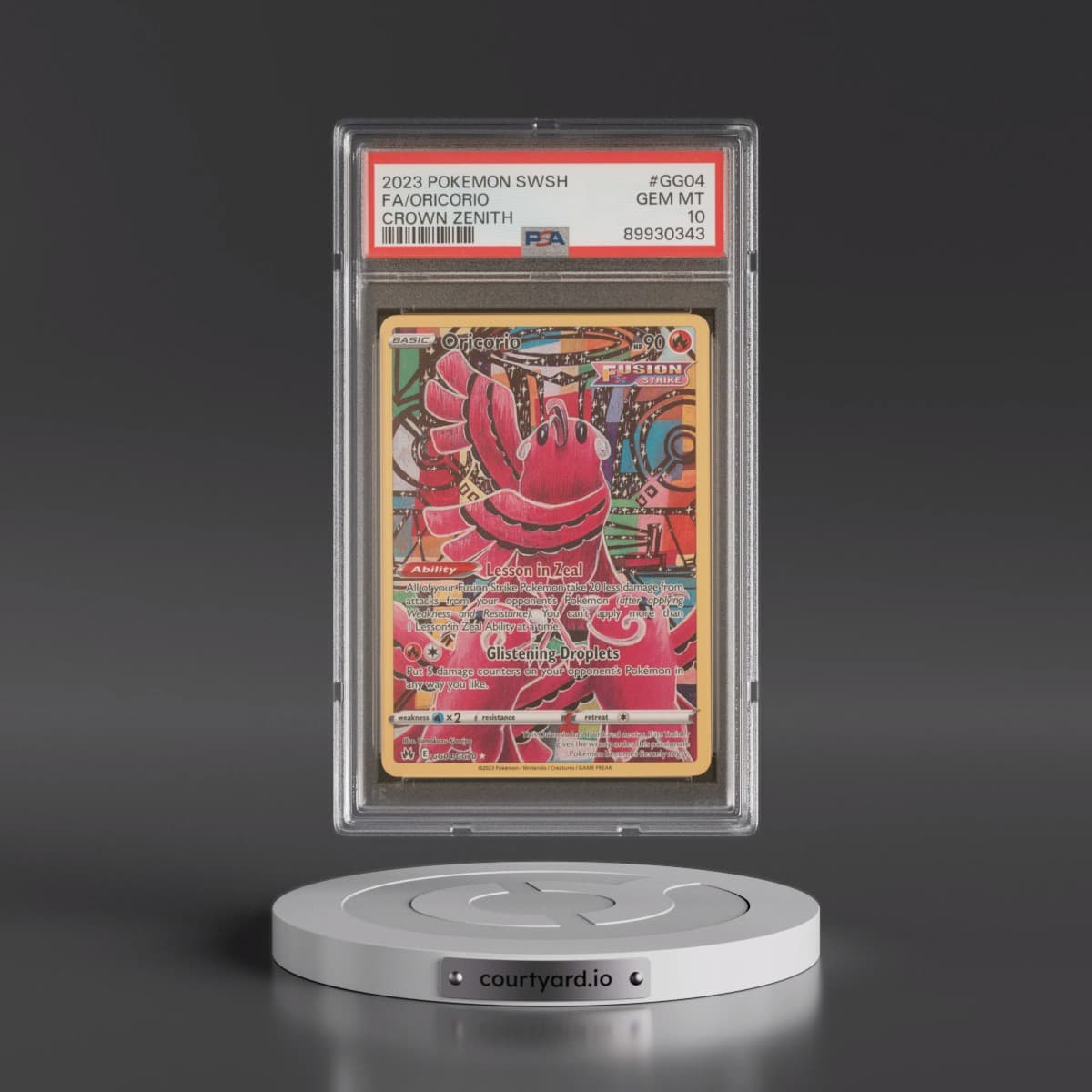 2023 Pokémon Sword and Shield Crown Zenith #GG04 Oricorio - Full Art (PSA 10 GEM MINT)