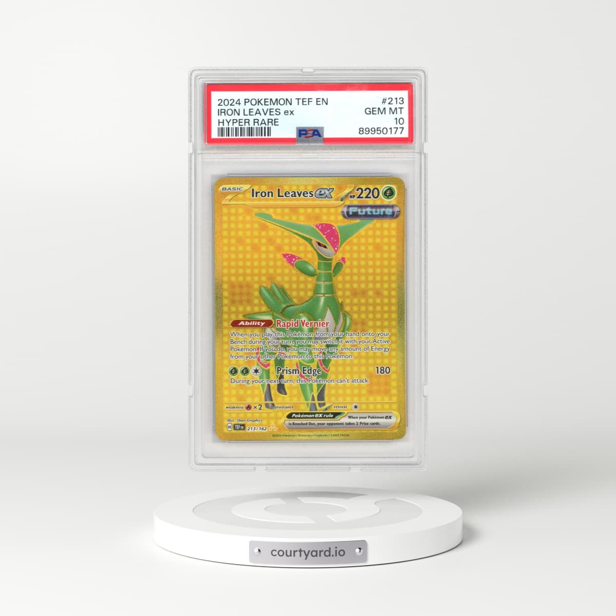 2024 Pokémon Tef EN-Temporal Forces #213 Iron Leaves EX - Holo Hyper Rare (PSA 10 GEM MINT)