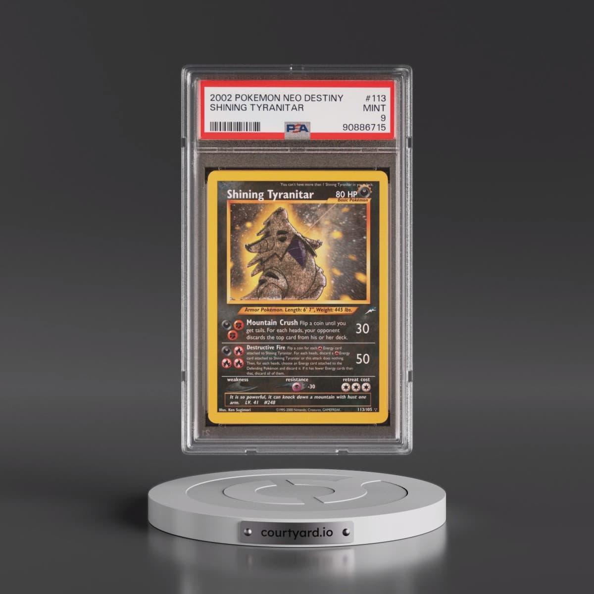 2002 Pokémon Neo Destiny #113 Shining Tyranitar - Holo (PSA 9 MINT)
