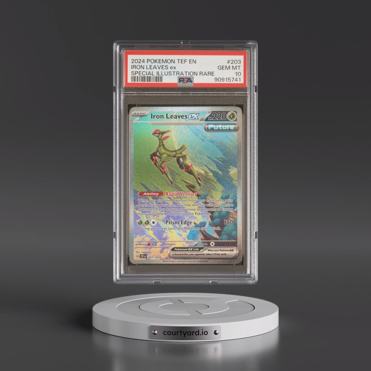 2024 Pokémon Tef EN-Temporal Forces #203 Iron Leaves EX - Holo Special Illustration Rare (PSA 10 GEM MINT)