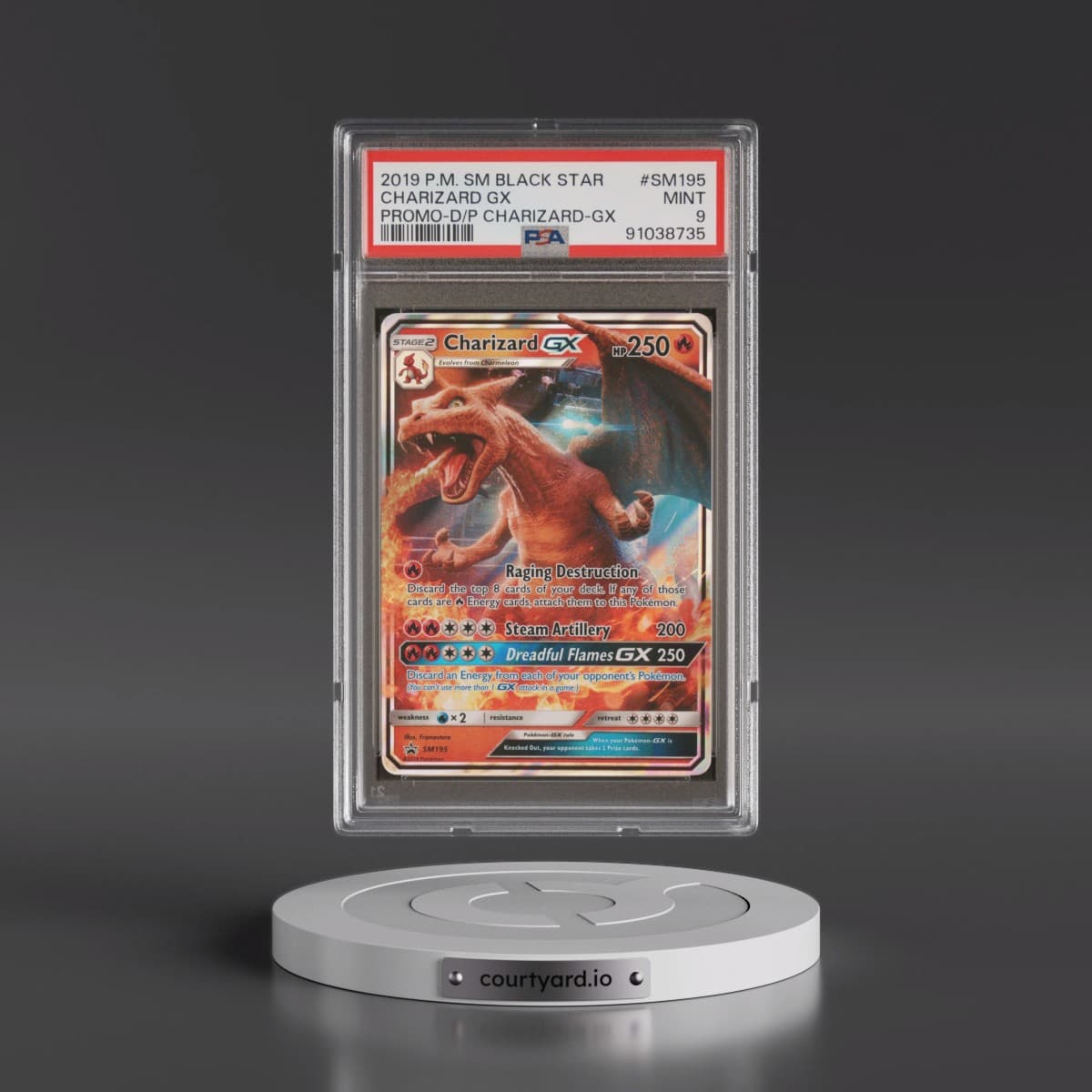 2019 Pokémon SM Black Star Promo #SM195 Charizard GX - Holo Detective Pikachu Charizard-GX (PSA 9 MINT)