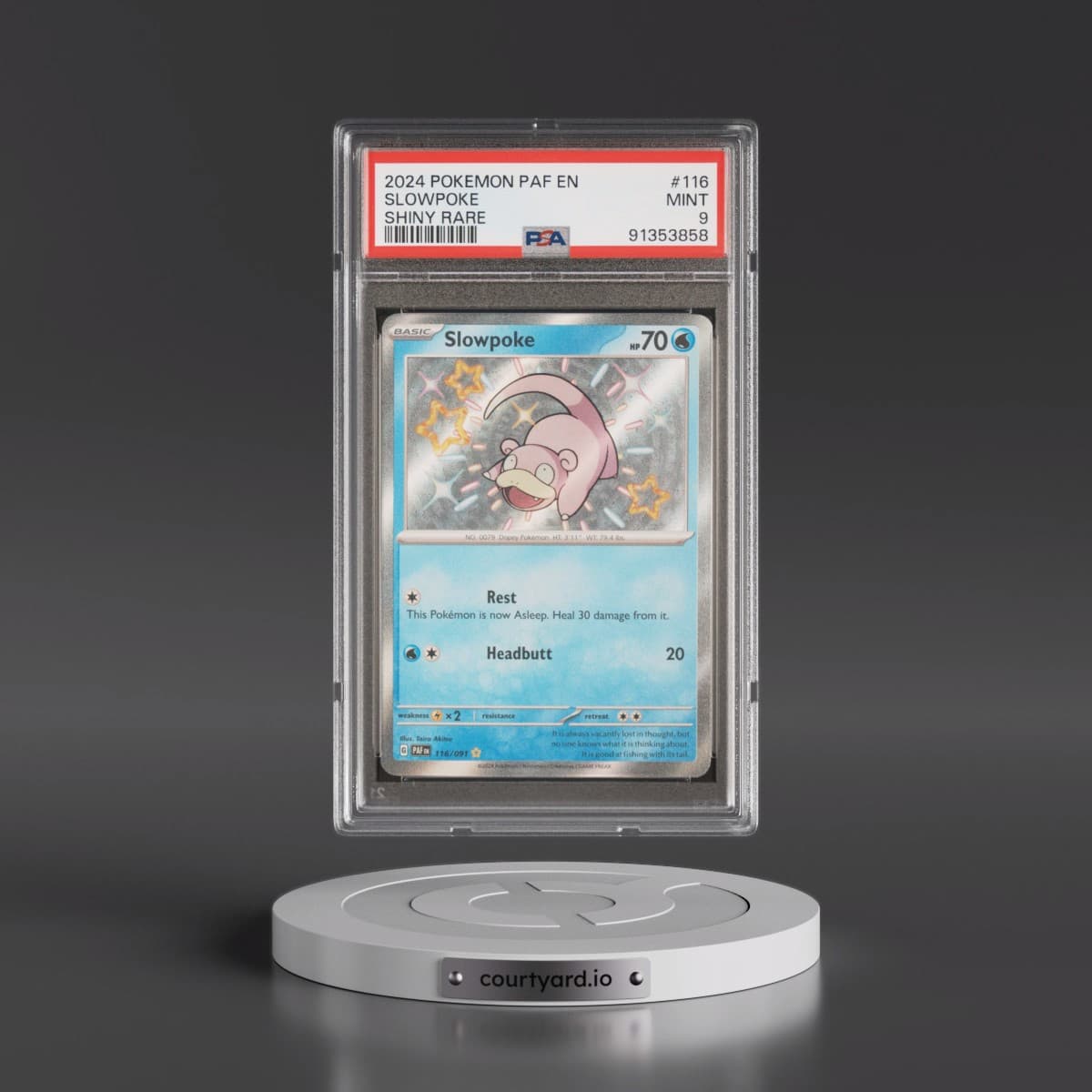 2024 Pokémon Paf EN-Paldean Fates #116 Slowpoke - Shiny Rare (PSA 9 MINT)