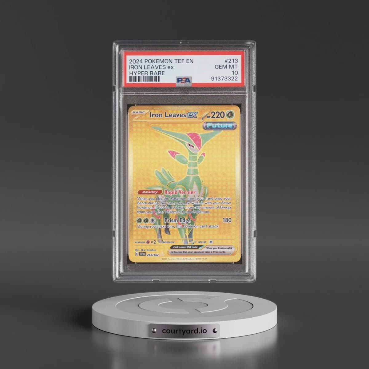 2024 Pokémon Tef EN-Temporal Forces #213 Iron Leaves EX - Holo Hyper Rare (PSA 10 GEM MINT)