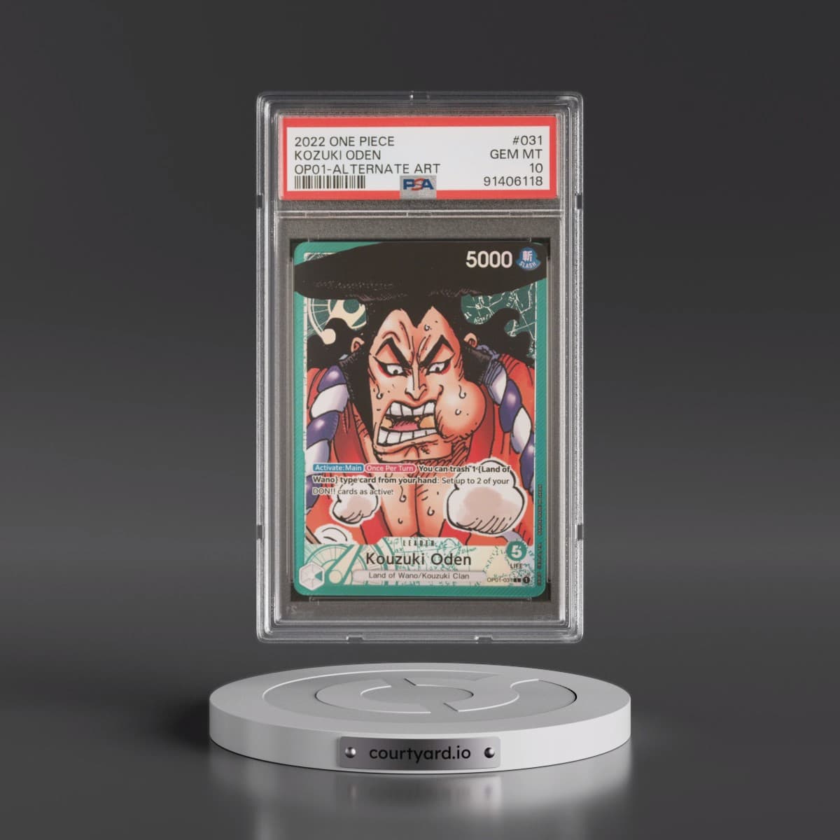2022 One Piece OP01-Romance Dawn #031 Kozuki Oden - Alternate Art (PSA 10 GEM MINT)