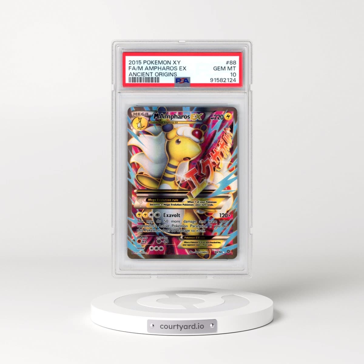 2015 Pokémon XY Ancient Origins #88 M Ampharos EX - Holo Full Art (PSA 10 GEM MINT)