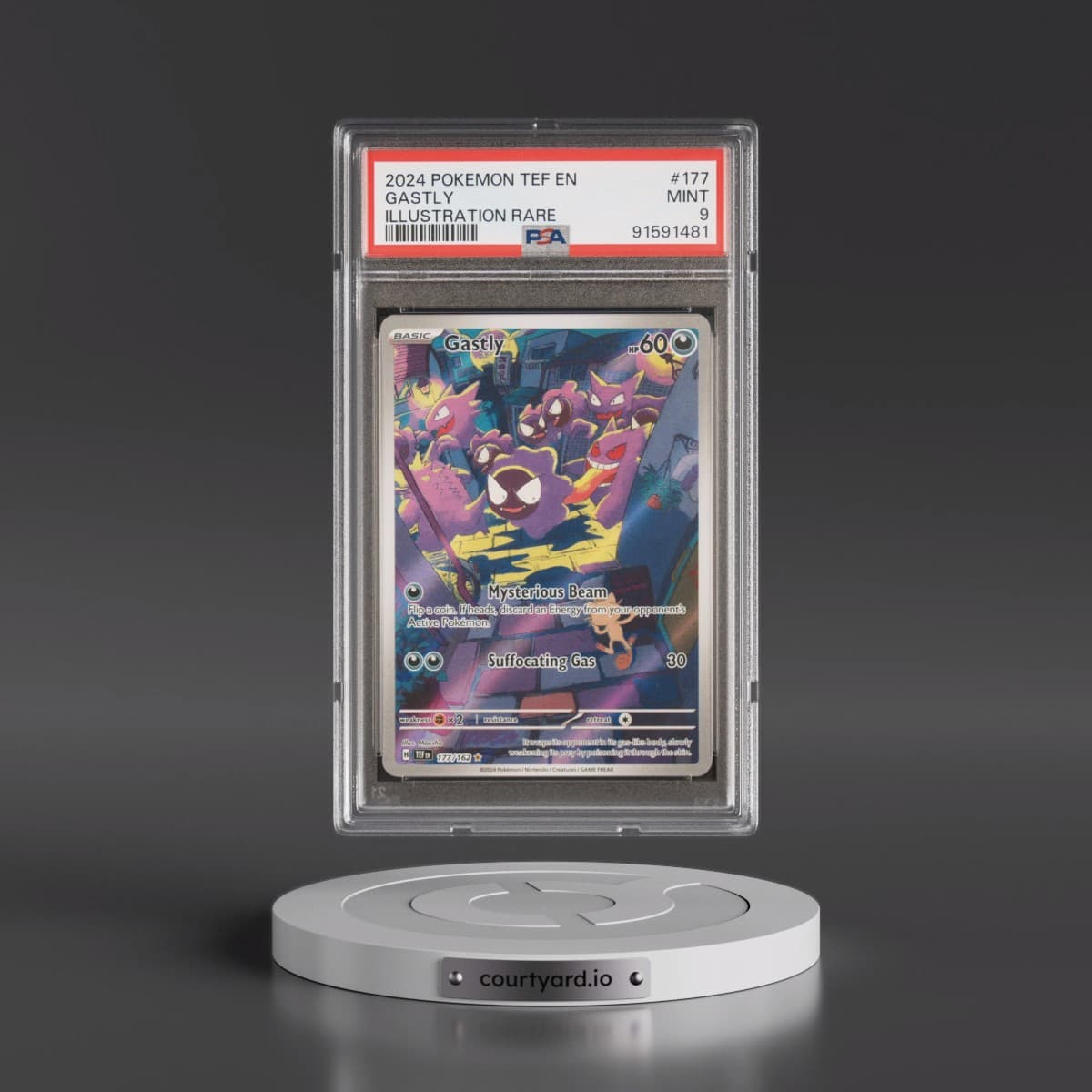 2024 Pokémon Tef EN-Temporal Forces #177 Gastly - Illustration Rare (PSA 9 MINT)