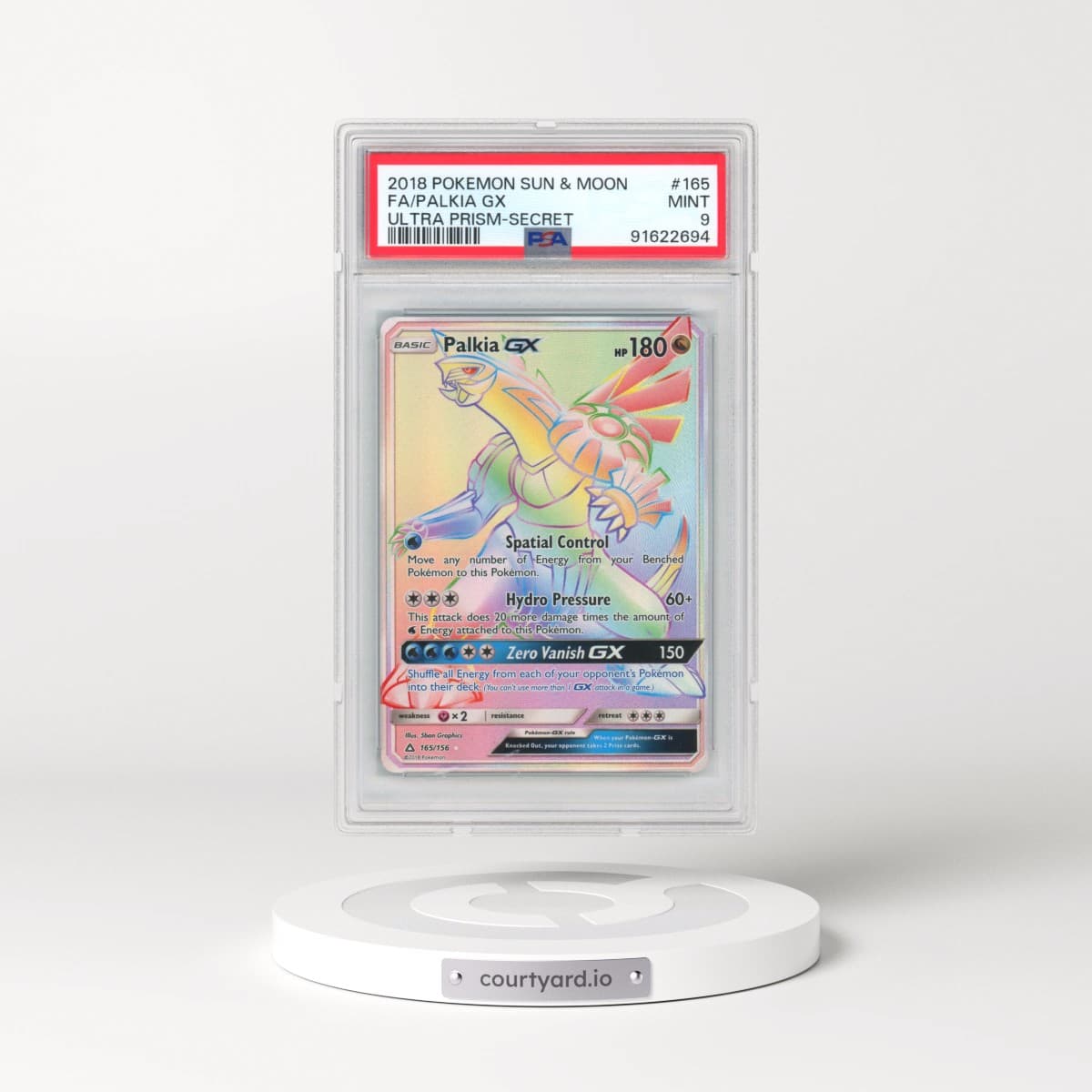 2018 Pokémon Sun & Moon Ultra Prism #165 Palkia GX - Holo Full Art Secret (PSA 9 MINT)