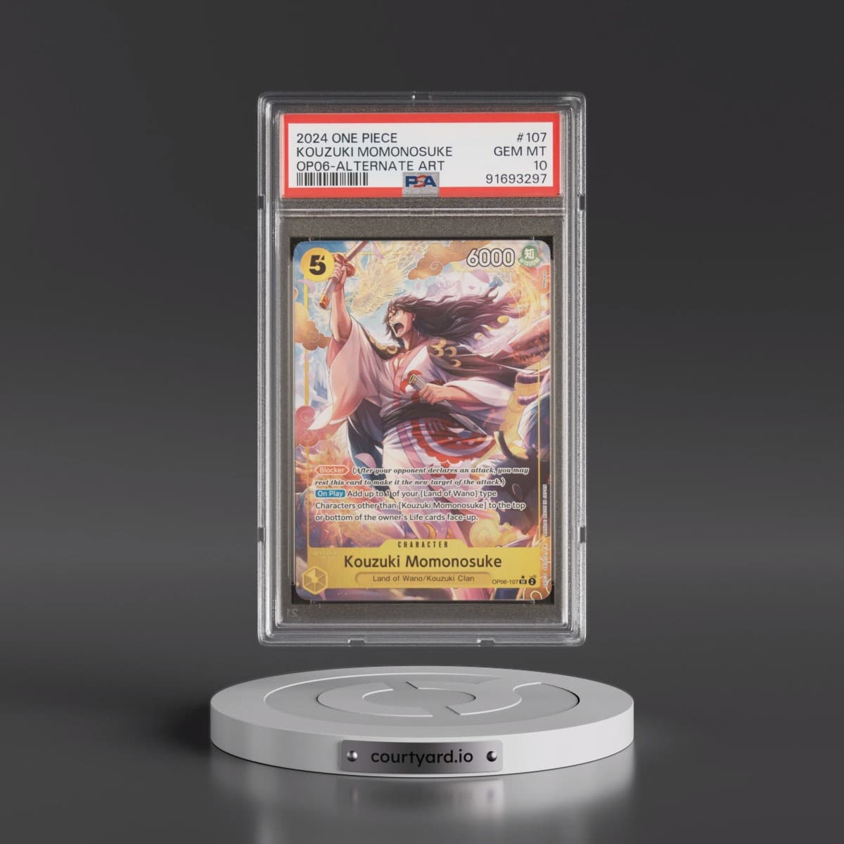 2024 One Piece OP06-Wings of the Captain #107 Kozuki Momonosuke - Alternate Art (PSA 10 GEM MINT)