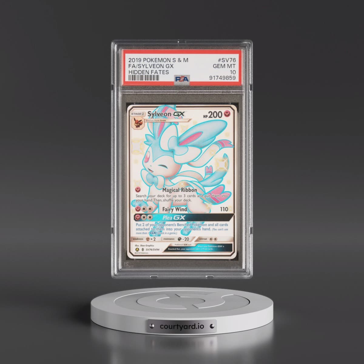 2019 Pokémon Sun & Moon Hidden Fates #SV76 Sylveon GX - Holo Full Art (PSA 10 GEM MINT)