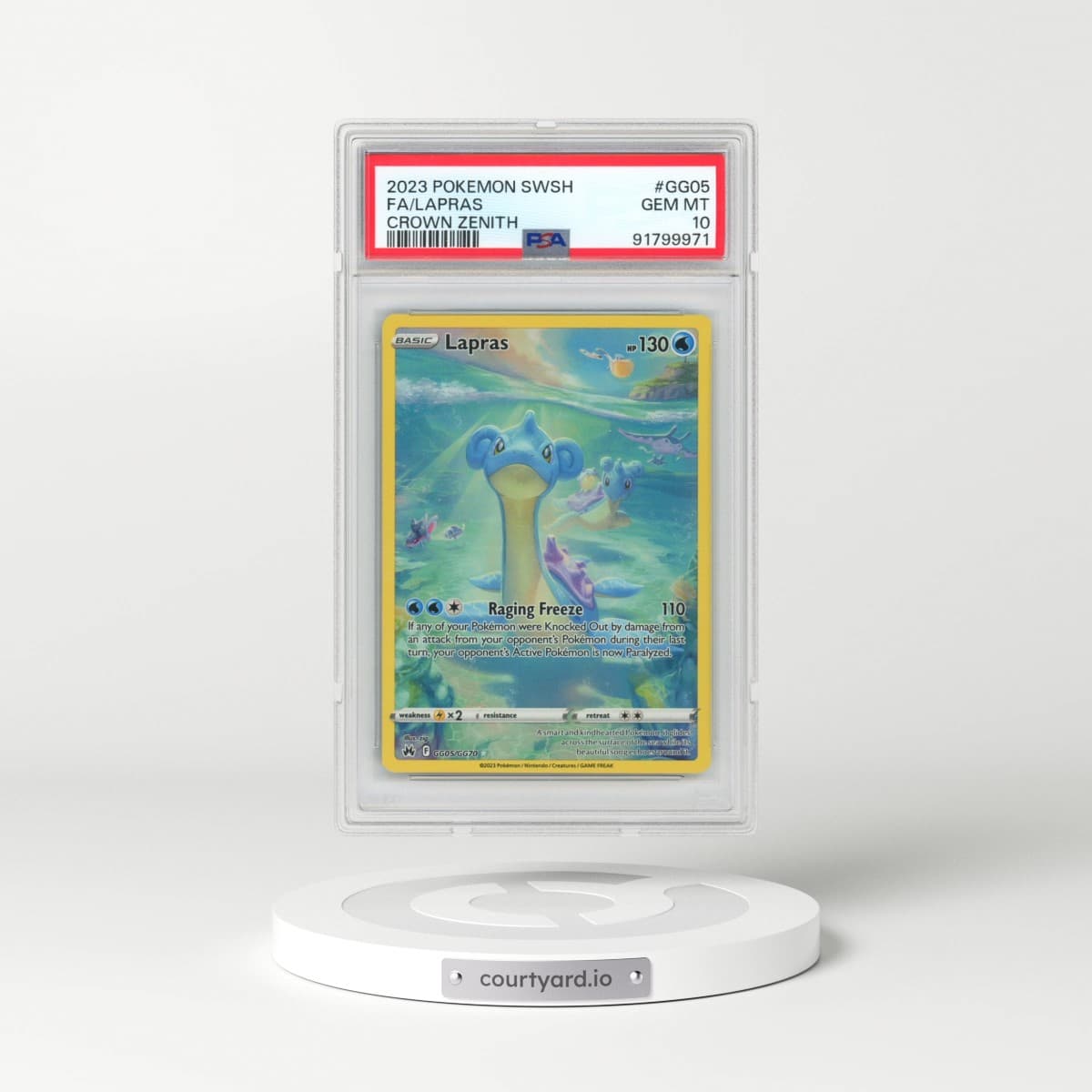 2023 Pokémon Sword and Shield Crown Zenith #GG05 Lapras - Full Art (PSA 10 GEM MINT)