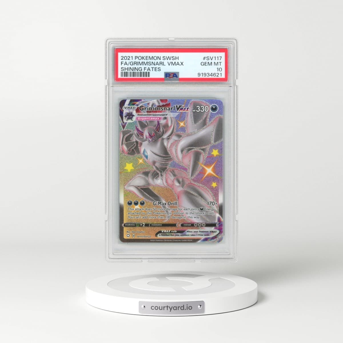 2021 Pokémon Sword & Shield Shining Fates #SV117 Grimmsnarl Vmax - Full Art (PSA 10 GEM MINT)