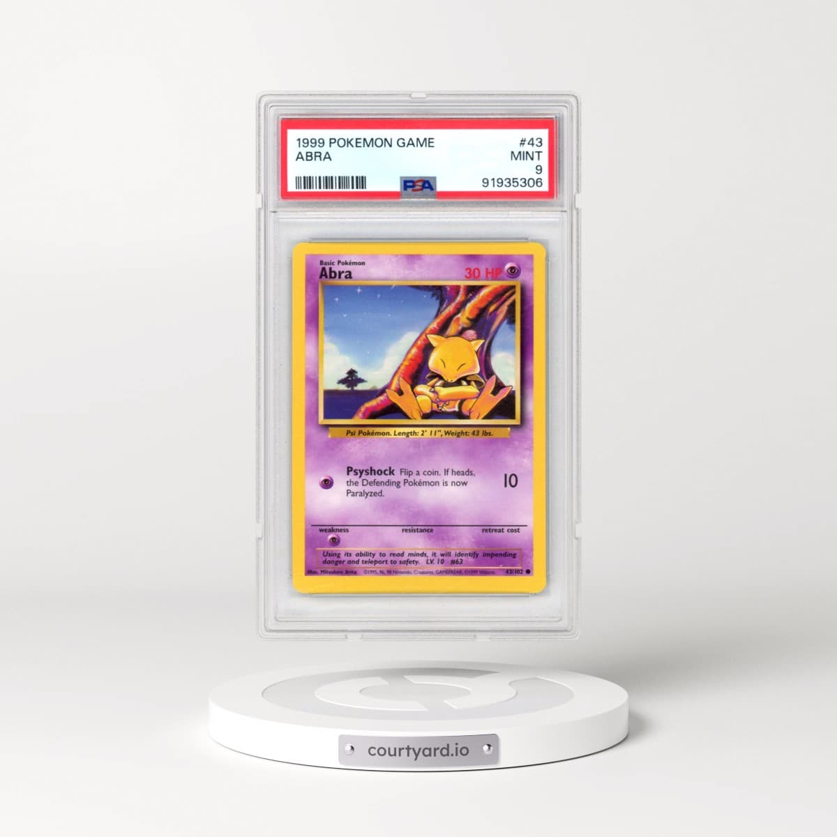 1999 Pokémon Game #43 Abra (PSA 9 MINT)
