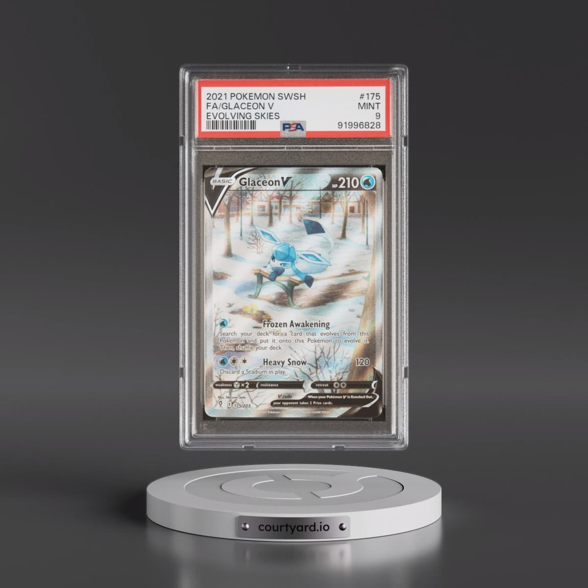 2021 Pokémon Sword & Shield Evolving Skies #175 Glaceon V - Holo Full Art (PSA 9 MINT)