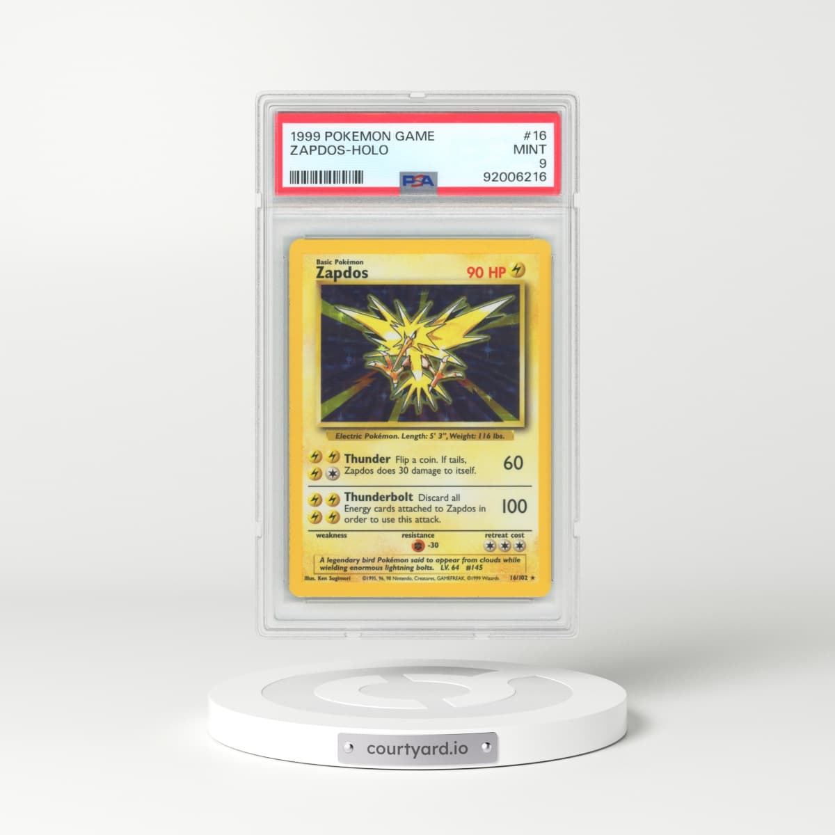 1999 Base Set #16 Zapdos - Holo (PSA 9 MINT)