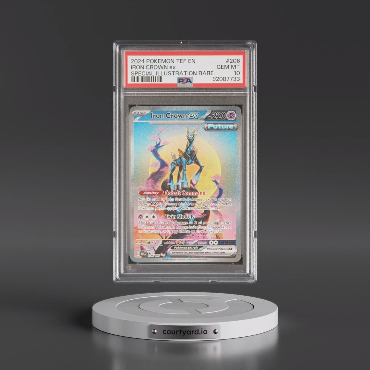 2024 Pokémon Tef EN-Temporal Forces #206 Iron Crown EX - Holo Special Illustration Rare (PSA 10 GEM MINT)