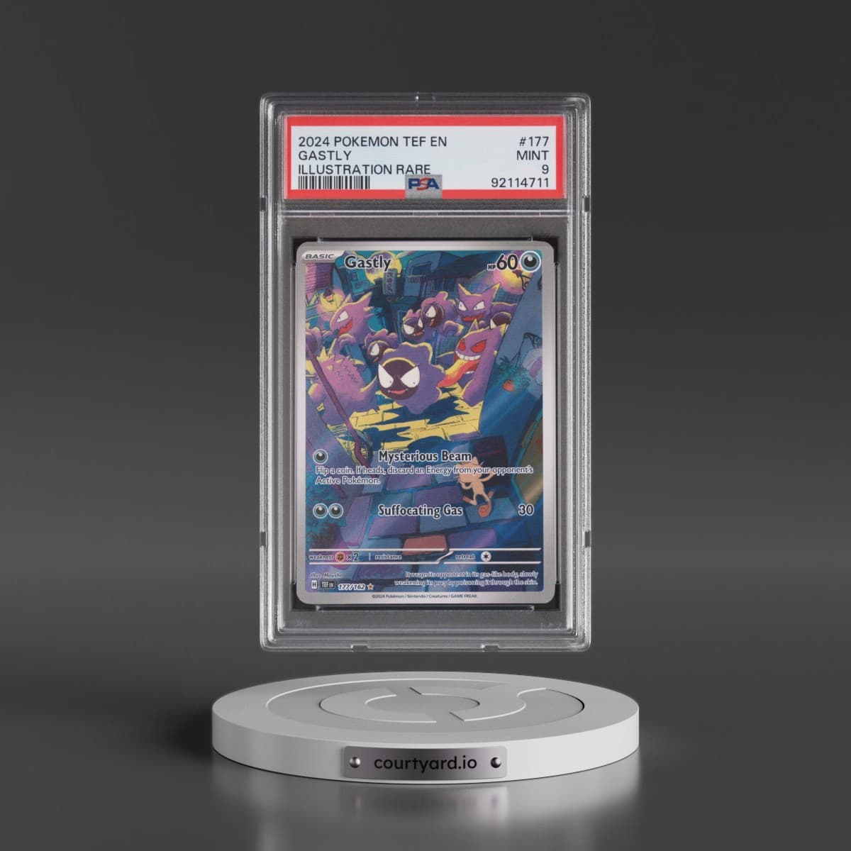 2024 Pokémon Tef EN-Temporal Forces #177 Gastly - Illustration Rare (PSA 9 MINT)
