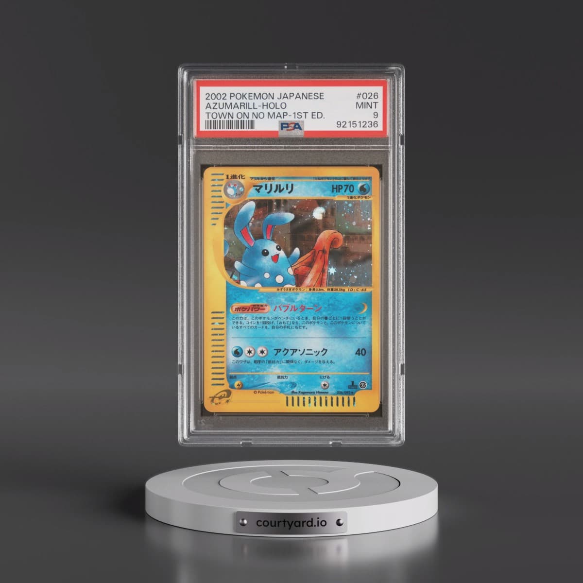 2002 Pokémon the Town on No Map #026 Azumarill - 1st Edition Holo (PSA 9 MINT)