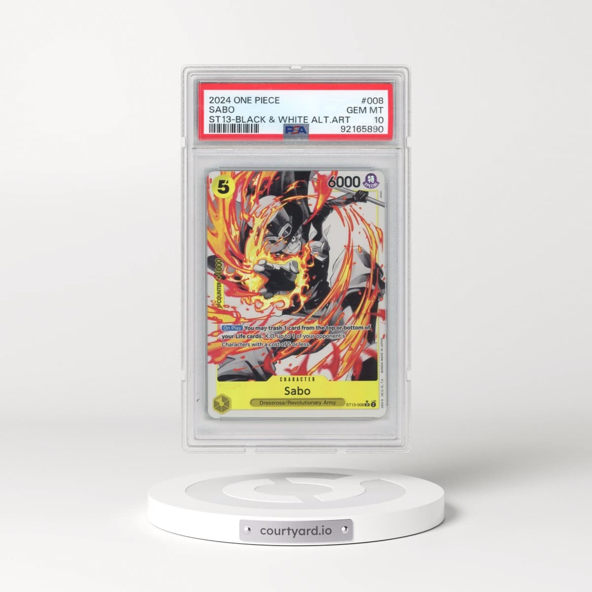 2024 One Piece Ultra Deck ST13-the Three Brothers #008 Sabo - Black & White Alternate Art (PSA 10 GEM MINT)