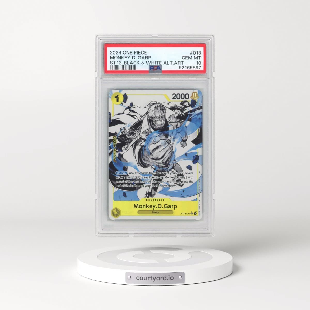 2024 One Piece Ultra Deck ST13-the Three Brothers #013 Monkey D. Garp - Black & White Alternate Art (PSA 10 GEM MINT)