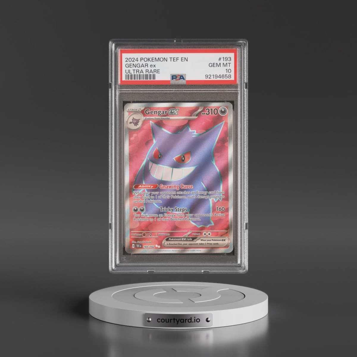 2024 Pokémon Tef EN-Temporal Forces #193 Gengar EX - Holo Ultra Rare (PSA 10 GEM MINT)