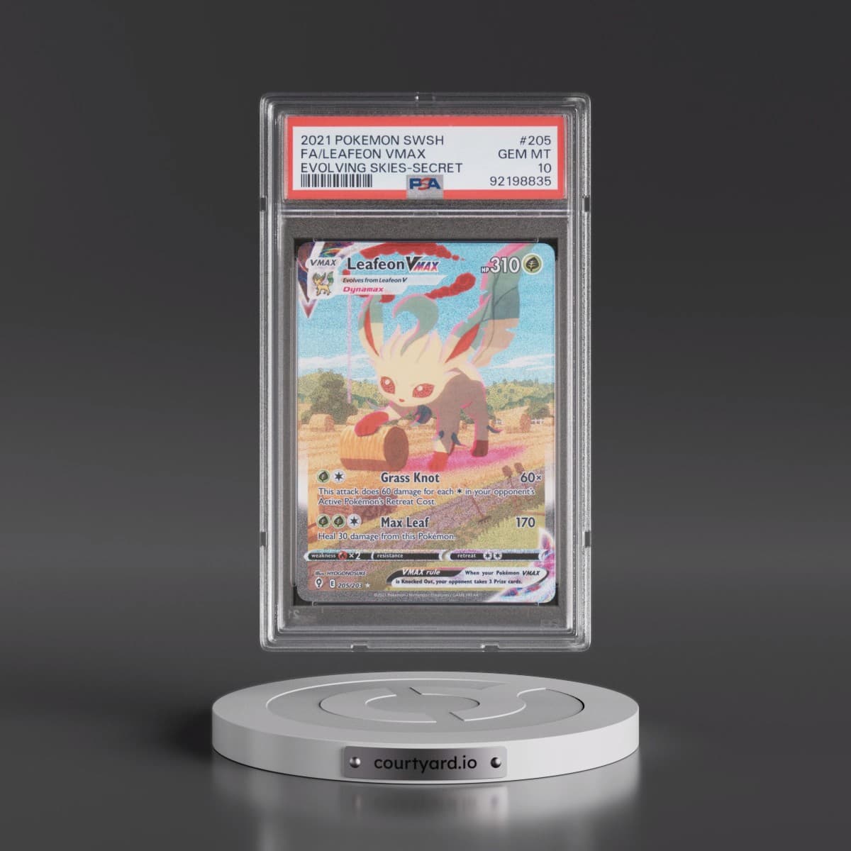 2021 Pokémon Sword & Shield Evolving Skies #205 Leafeon Vmax - Full Art Secret (PSA 10 GEM MINT)