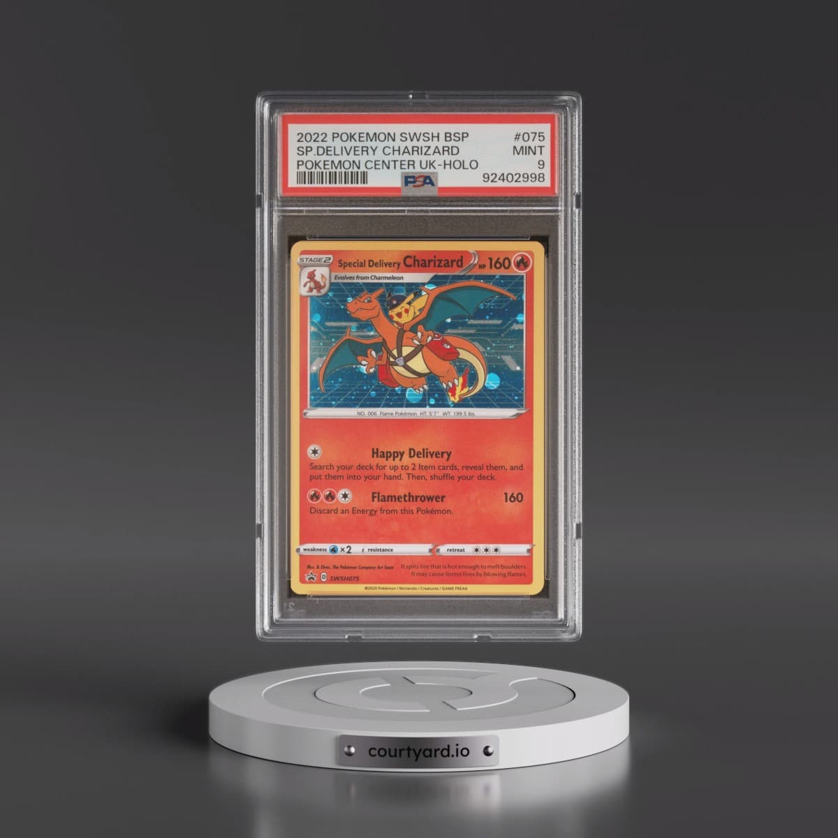 2022 Pokémon Swsh Black Star Promo #075 Special Delivery Charizard - Holo Pokemon Center United Kingdom (PSA 9 MINT)
