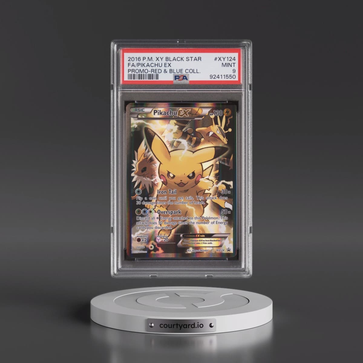 2016 Pokémon XY Black Star Promo #XY124 Pikachu EX - Holo Full Art Red & Blue Collection (PSA 9 MINT)