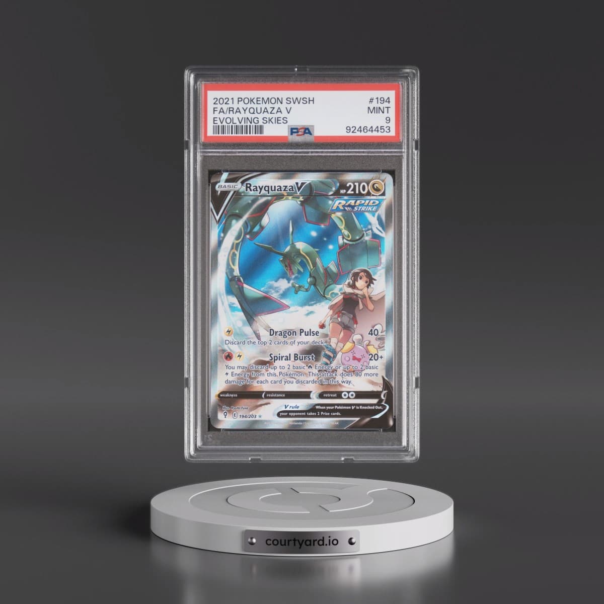 2021 Pokémon Sword & Shield Evolving Skies #194 Rayquaza V - Holo Full Art (PSA 9 MINT)