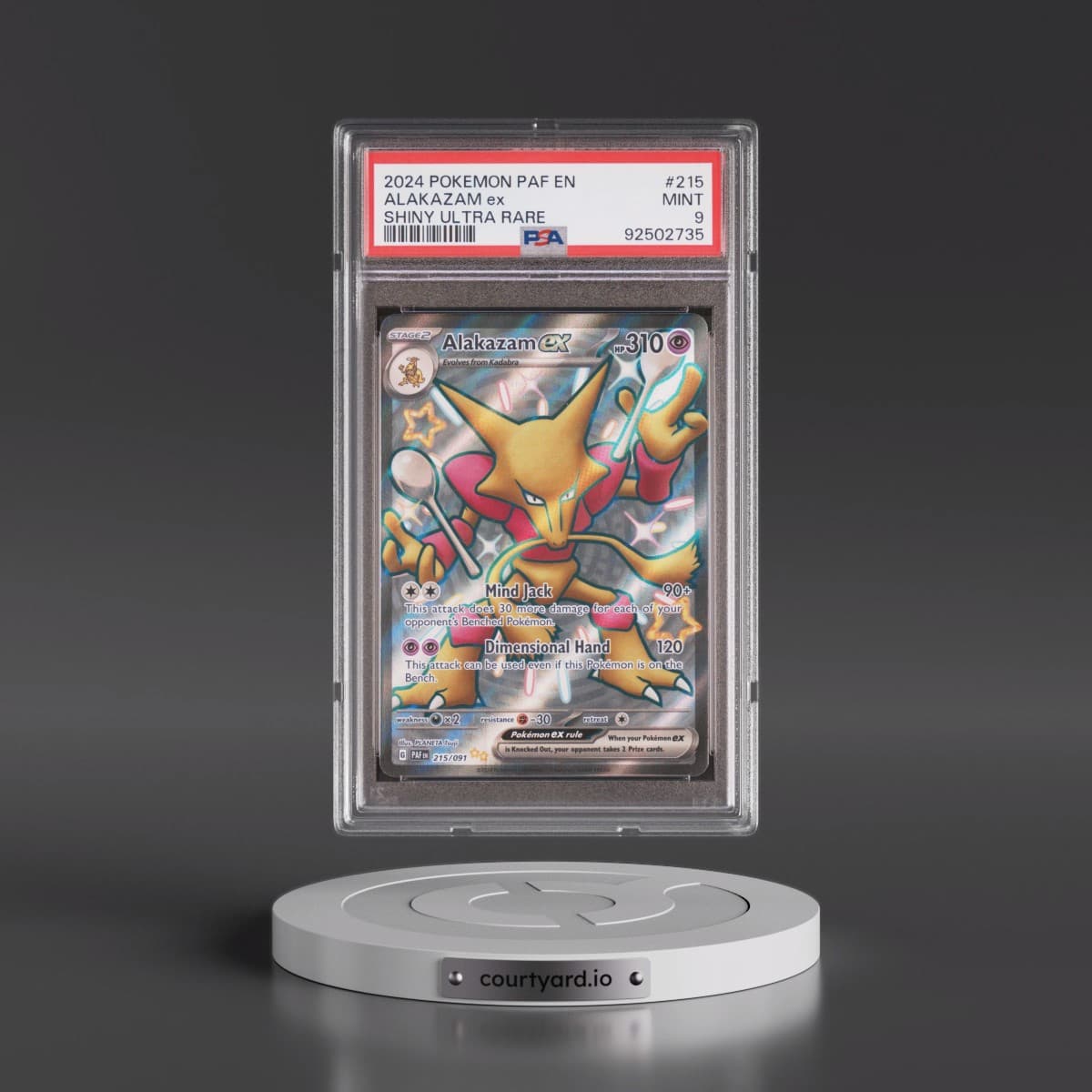 2024 Pokémon Paf EN-Paldean Fates #215 Alakazam EX - Holo Shiny Ultra Rare (PSA 9 MINT)