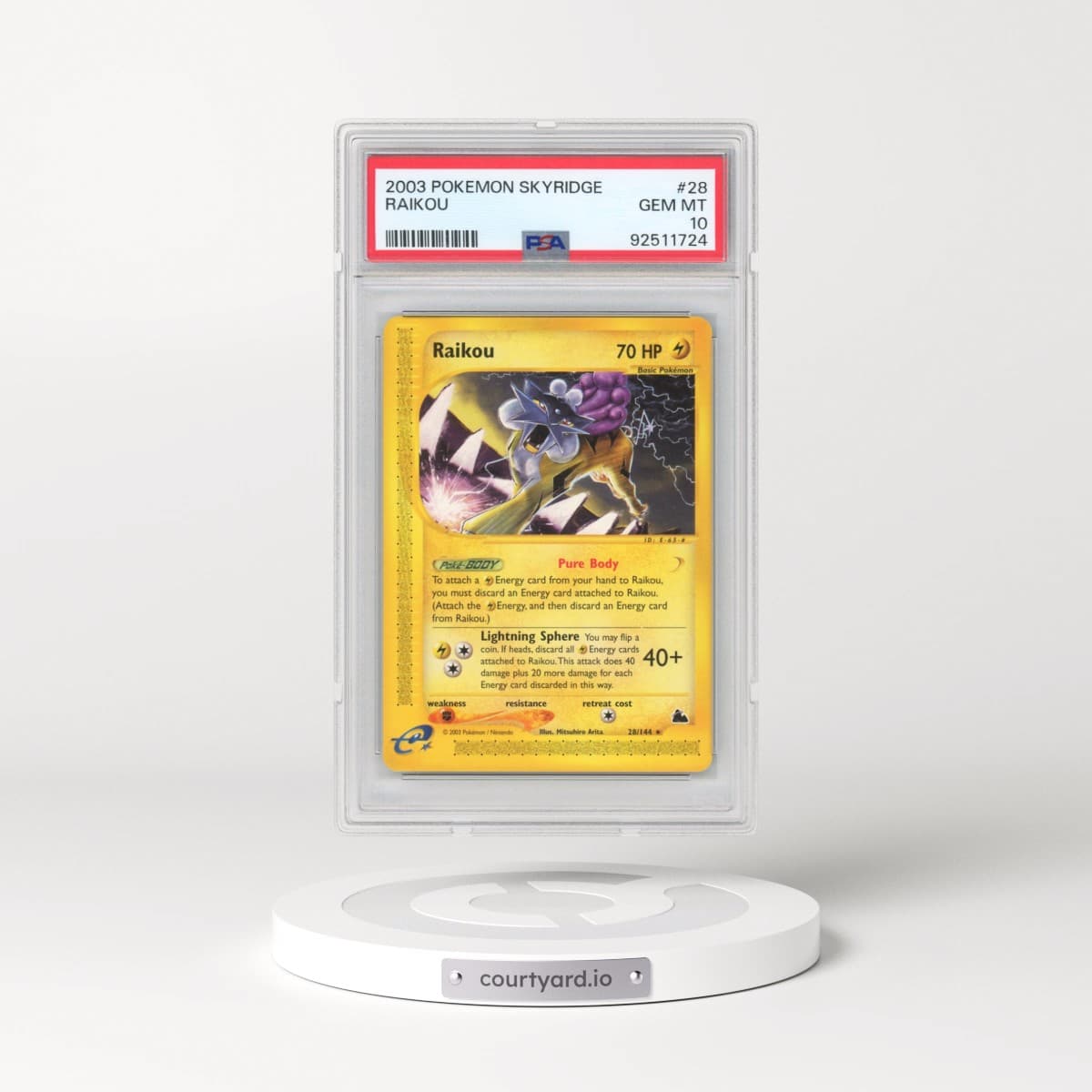 2003 Pokémon Skyridge #28 Raikou (PSA 10 GEM MINT)