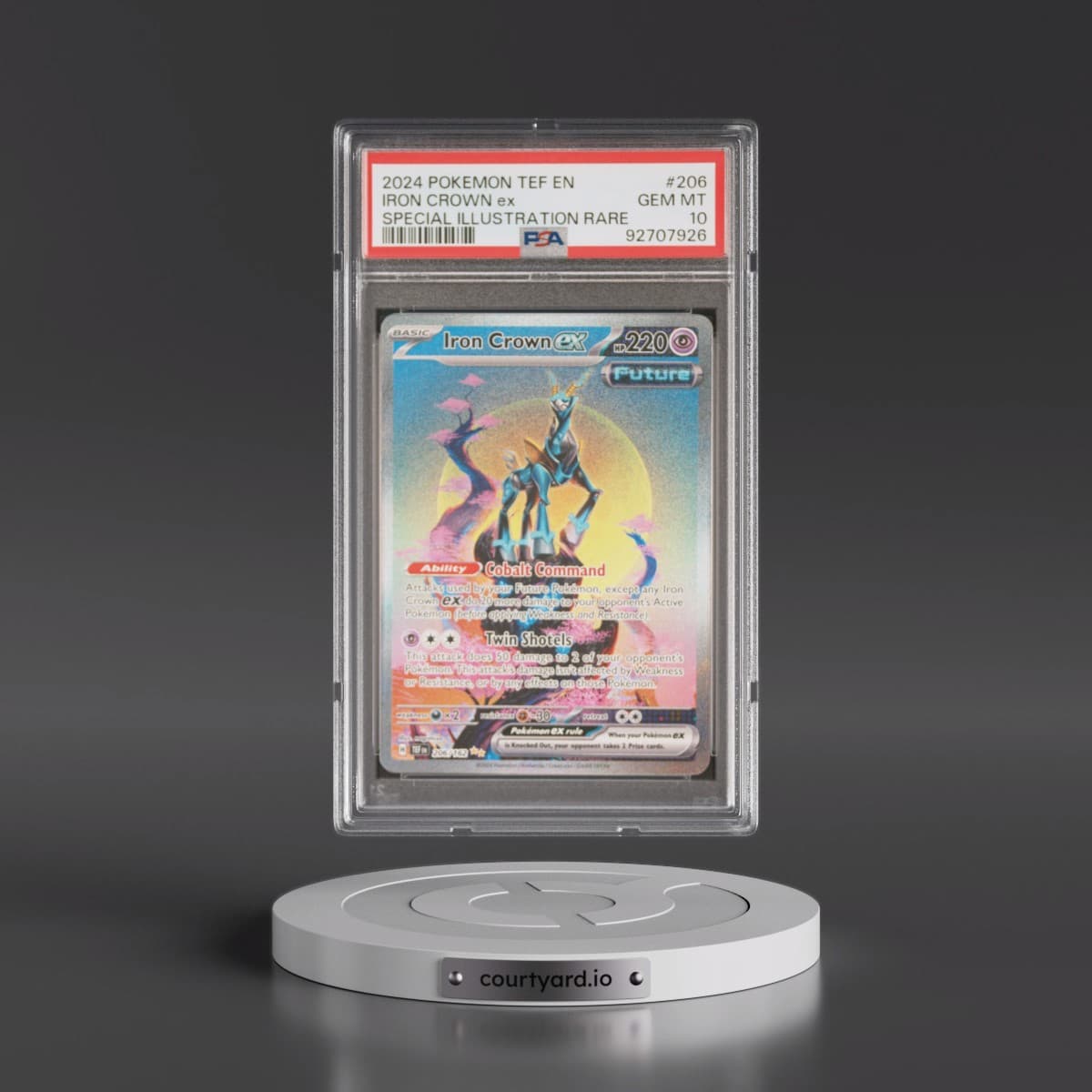 2024 Pokémon Tef EN-Temporal Forces #206 Iron Crown EX - Holo Special Illustration Rare (PSA 10 GEM MINT)