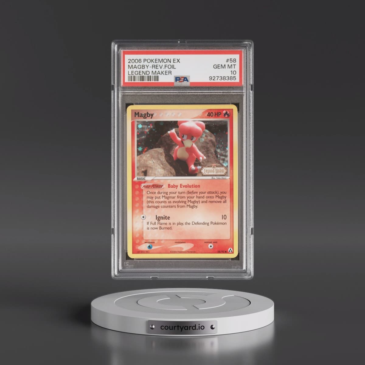 2006 Pokémon EX Legend Maker #58 Magby - Reverse Foil (PSA 10 GEM MINT)