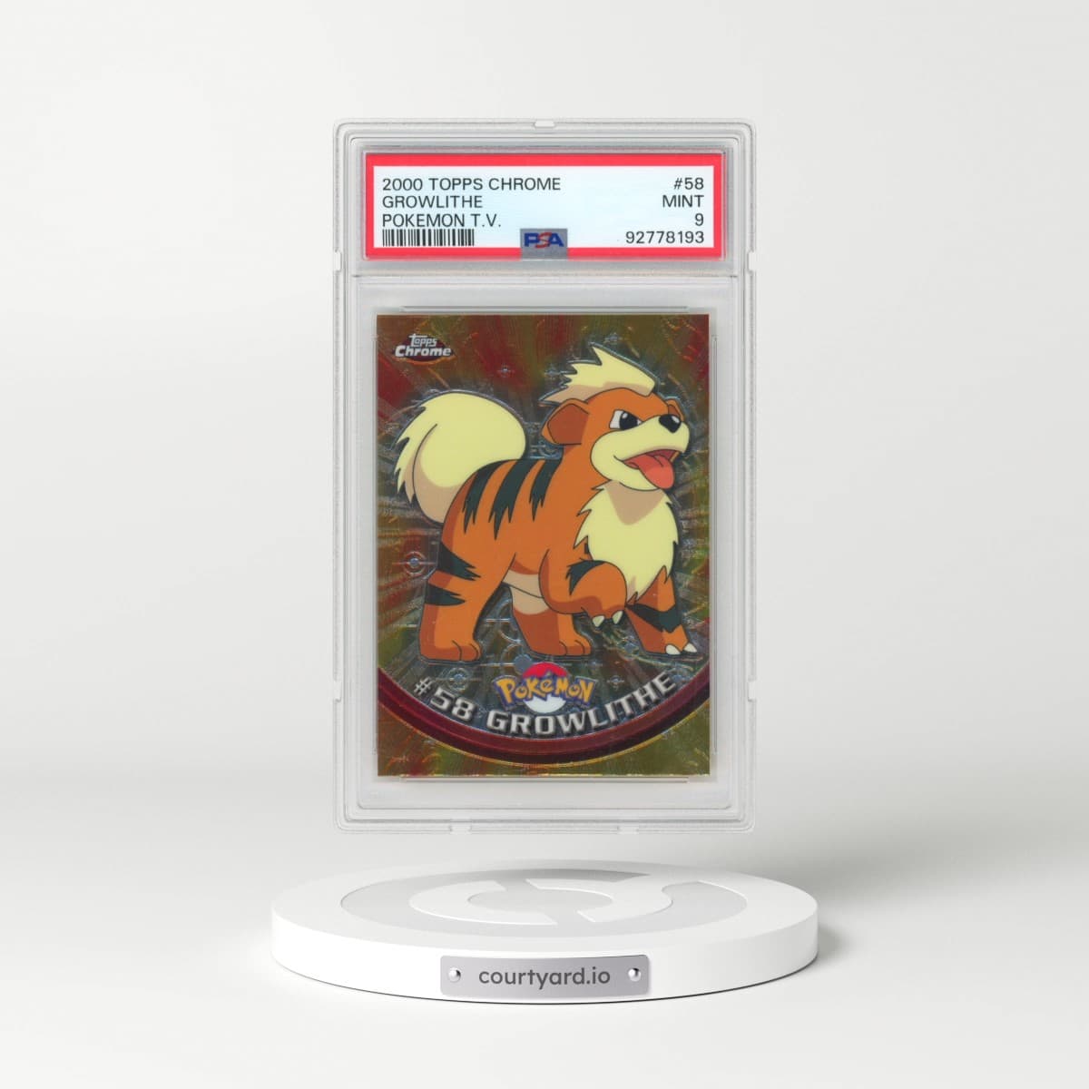 2000 Topps Chrome Pokémon T.V. #58 Growlithe (PSA 9 MINT)