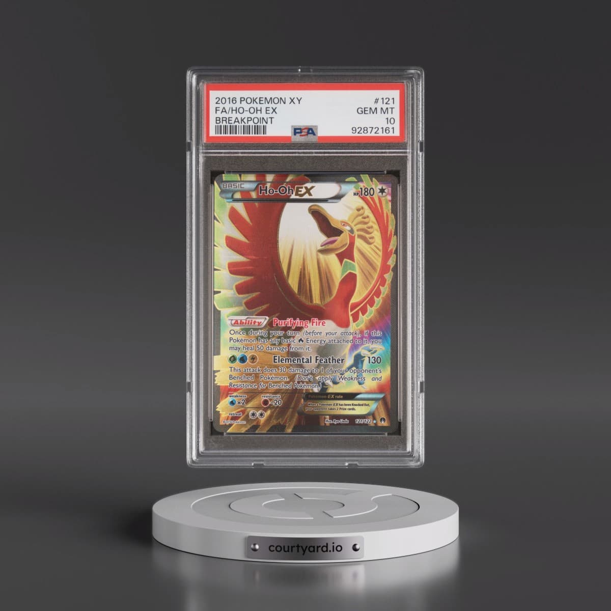 2016 Pokémon XY Breakpoint #121 HO-Oh EX - Holo Full Art (PSA 10 GEM MINT)