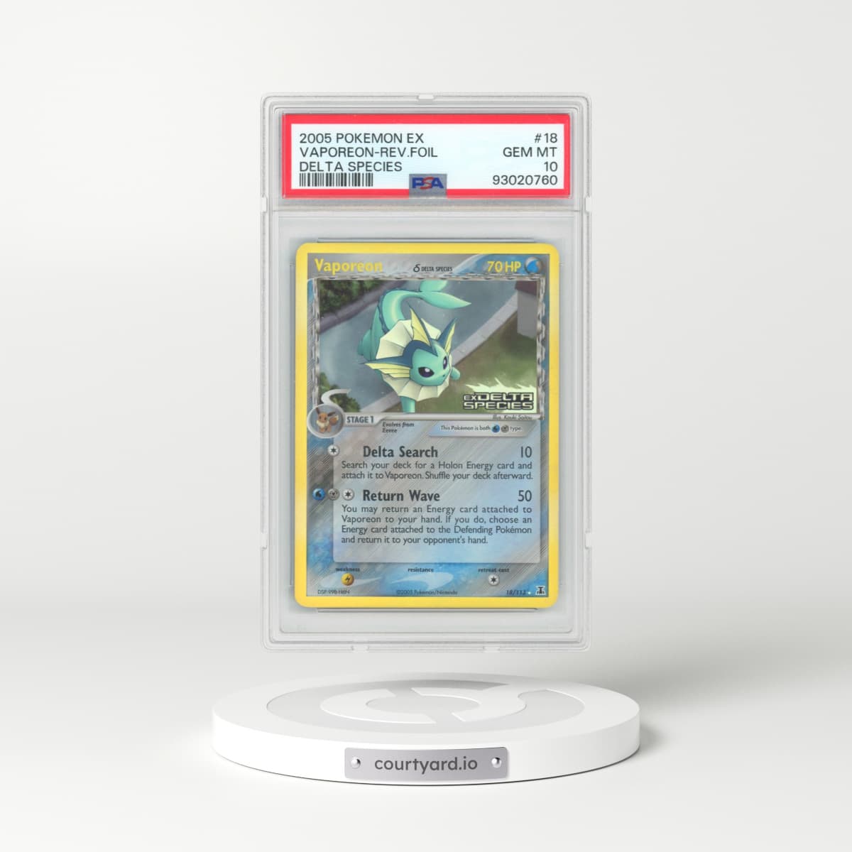 2005 Pokémon EX Delta Species #18 Vaporeon - Reverse Foil (PSA 10 GEM MINT)