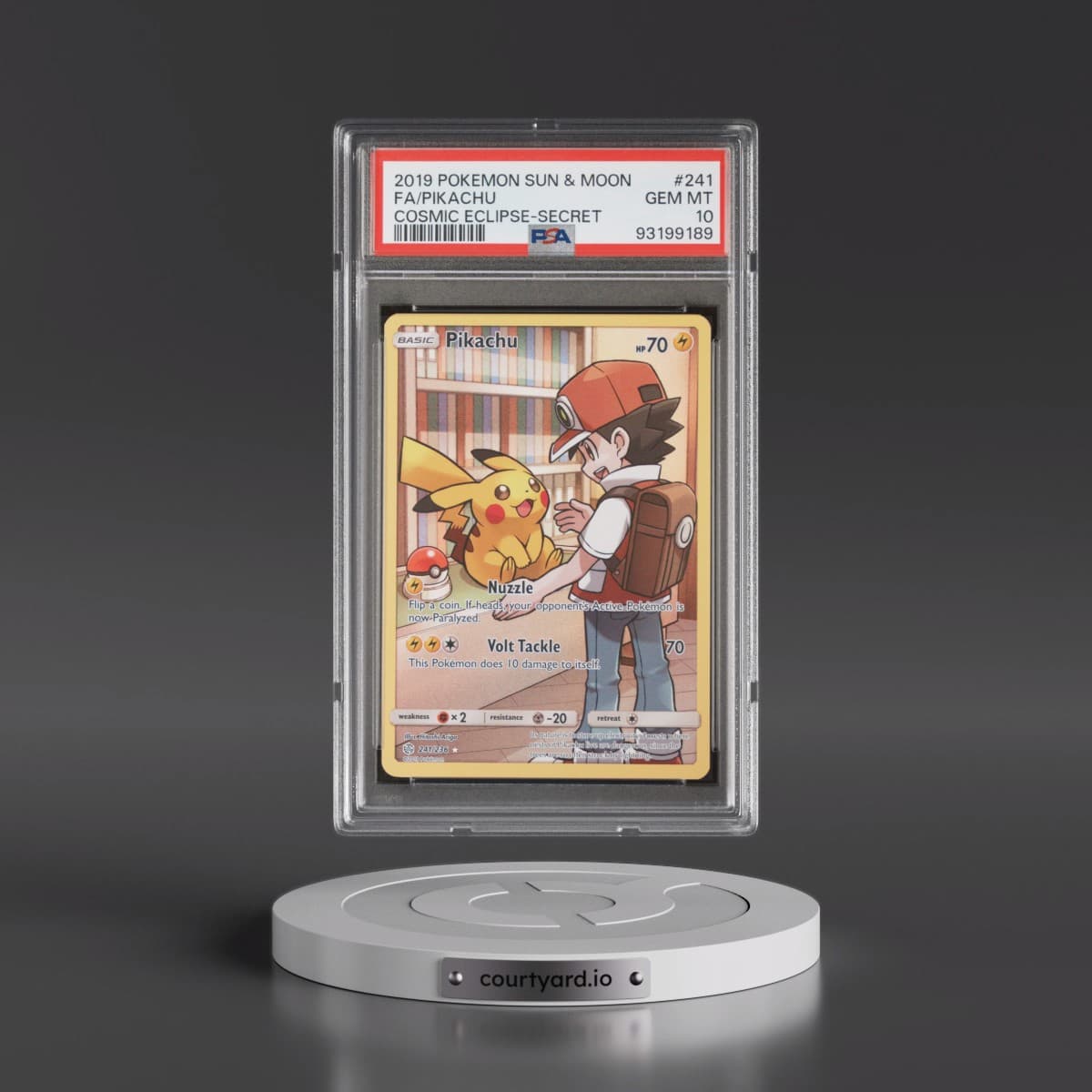 2019 Pokémon Sun & Moon Cosmic Eclipse #241 Pikachu - Full Art Secret (PSA 10 GEM MINT)