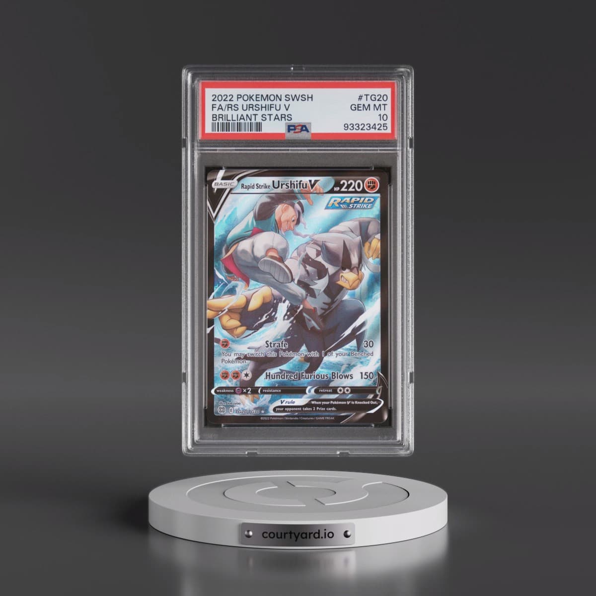 2022 Pokémon Sword & Shield Brilliant Stars #TG20 Rapid Strike Urshifu V - Holo Full Art (PSA 10 GEM MINT)