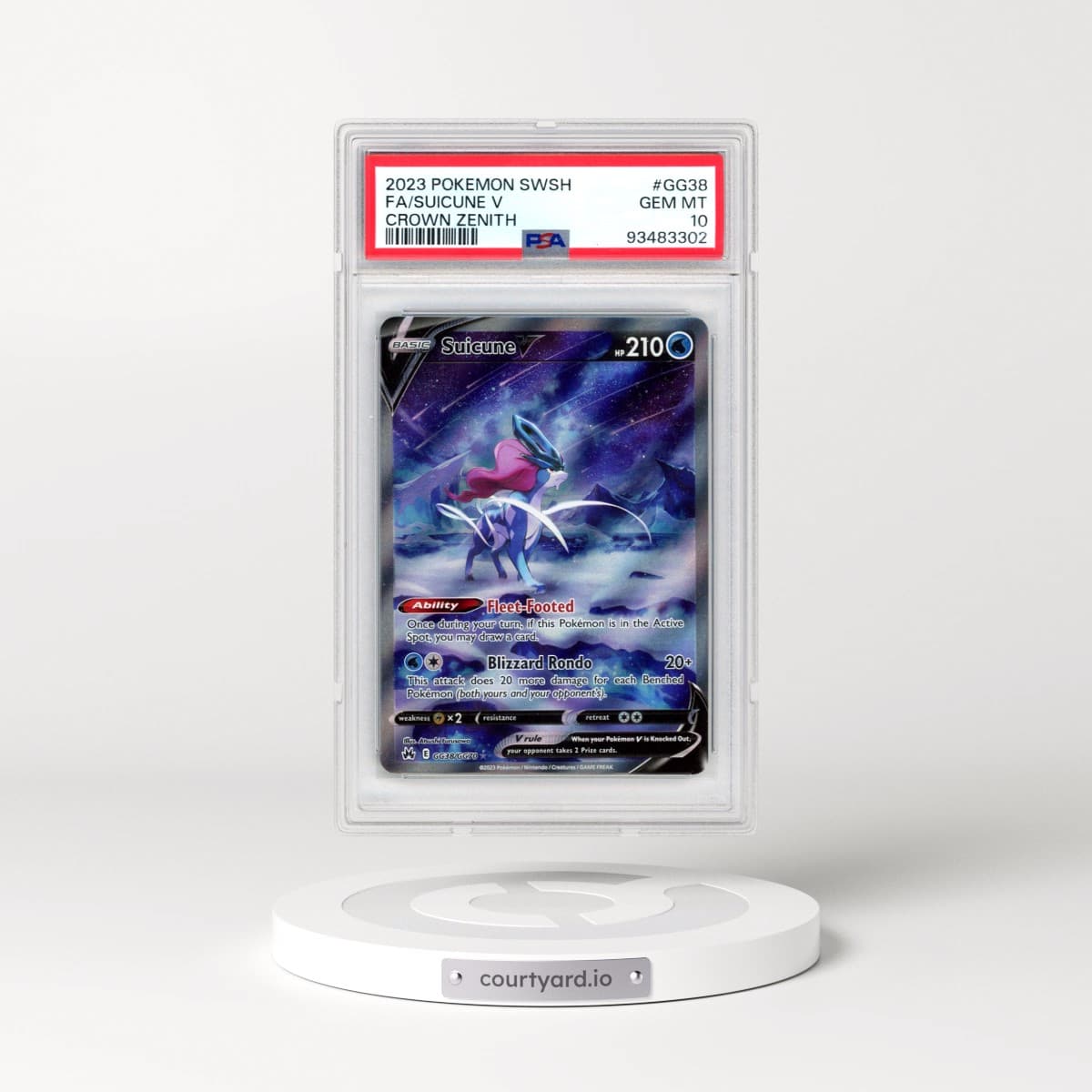 2023 Pokémon Sword and Shield Crown Zenith #GG38 Suicune V - Holo Full Art (PSA 10 GEM MINT)