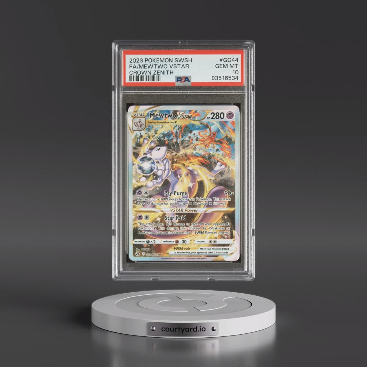 2023 Pokémon Sword and Shield Crown Zenith #GG44 Mewtwo Vstar - Full Art (PSA 10 GEM MINT)