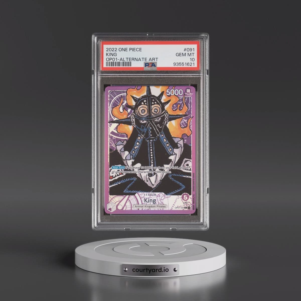 2022 One Piece OP01-Romance Dawn #091 King - Alternate Art (PSA 10 GEM MINT)